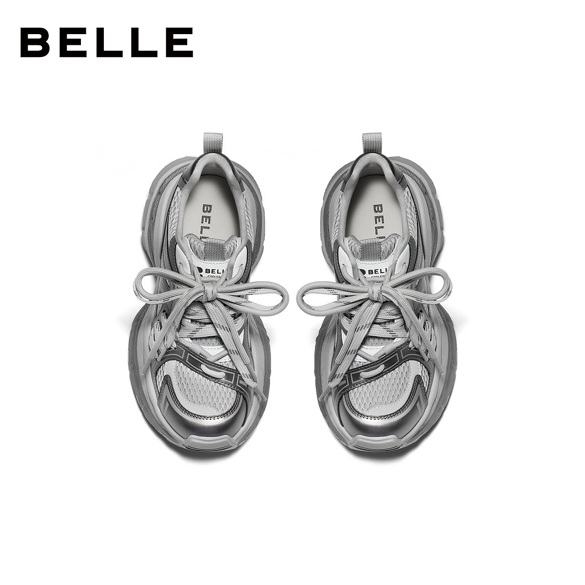 百丽厚底网面银灰色老爹鞋女2026春季新款运动休闲鞋子B3032AM6预,淘宝优惠券,粉丝福利购,淘宝优惠卷