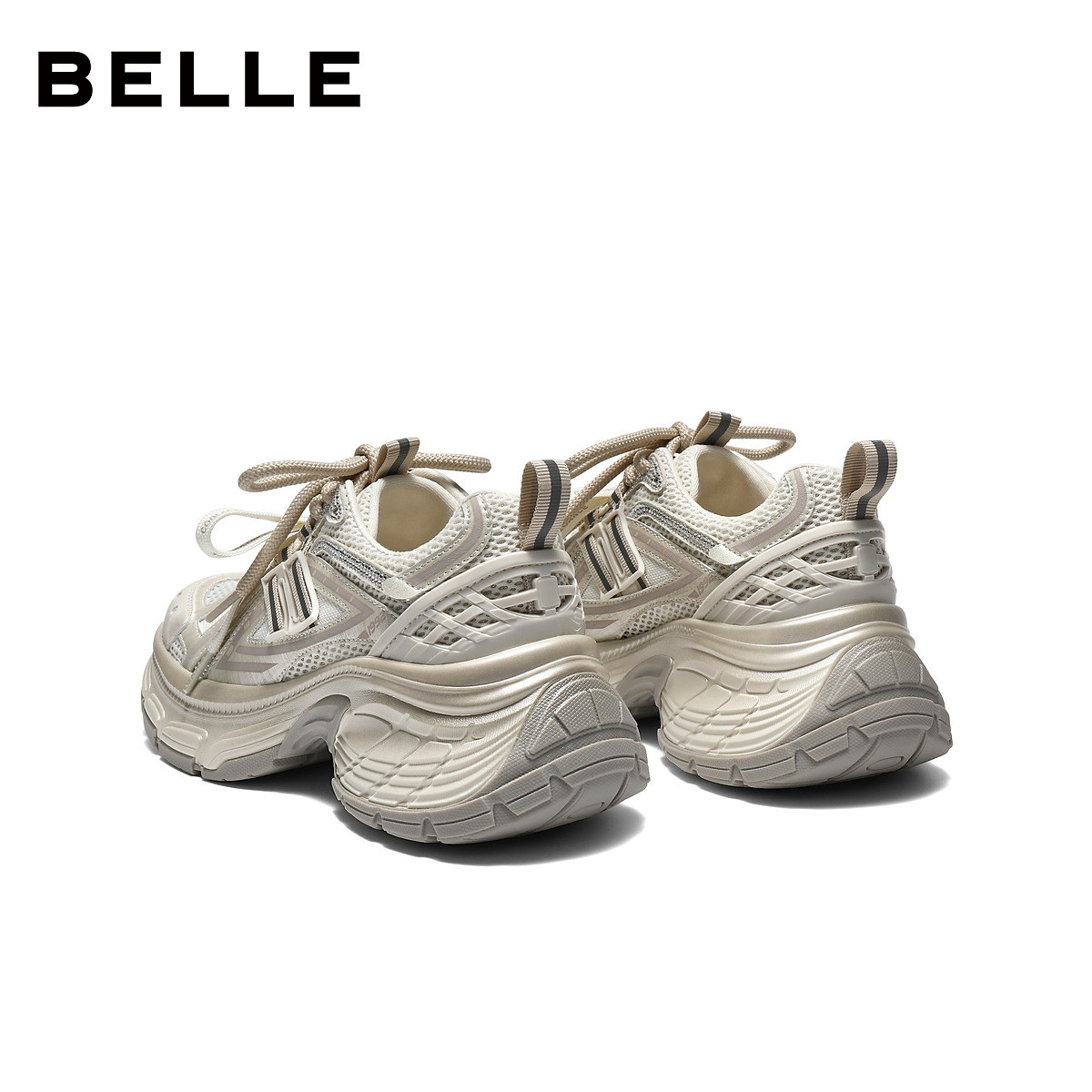 周雨彤同款百丽蓝鲸灰色网面老爹鞋新款红色厚底增高休闲鞋F4Q1预,淘宝优惠券,粉丝福利购,淘宝优惠卷