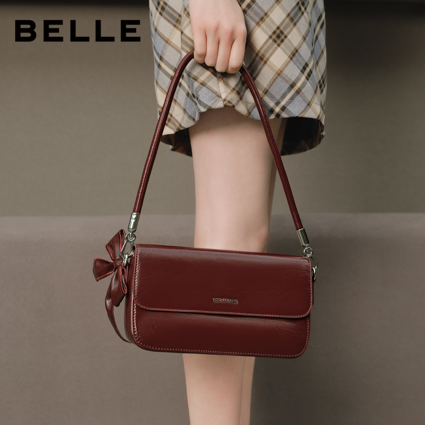 马年系列百丽包包女商场同款月光宝盒红色礼物斜跨腋下包BL877AX6,淘宝优惠券,粉丝福利购,淘宝优惠卷