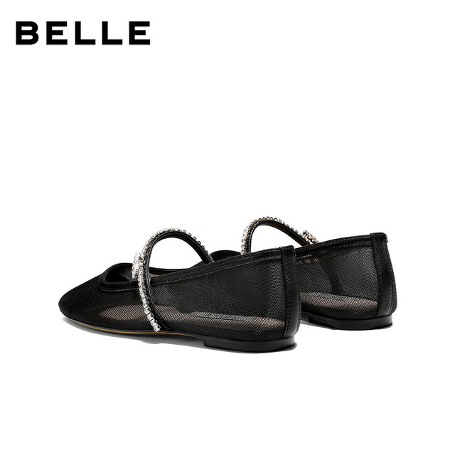 Belle holiday style fishnet yarn Mary Jane shoes for women 2026 summer new ballet soft sole shoes BEH05BQ6