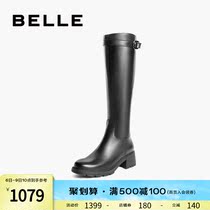 Thyme Coarse Heels Fashion Boots Ladies Winter New Mall with Bull Leather Riding Boots Gush 3N970DG1