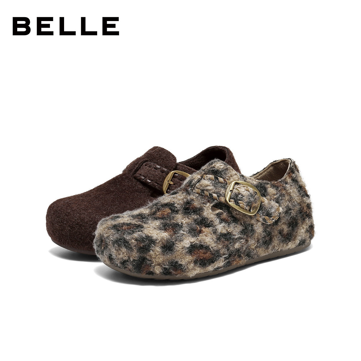 百丽复古厚底全麦吐司勃肯鞋女冬季毛毛加绒棉鞋雪地靴E1H2DDM5,淘宝优惠券,粉丝福利购,淘宝优惠卷