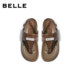 Belle washed horsehide flip-up sandals 2026 summer new thin-soled casual sandals for women B3110BL6 pre-