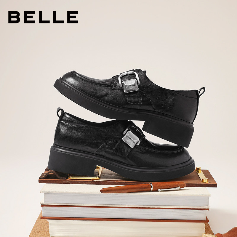 百丽复古厚底方扣乐福鞋女2026春季新款黑色小皮鞋单鞋F1E1DAM6,淘宝优惠券,粉丝福利购,淘宝优惠卷