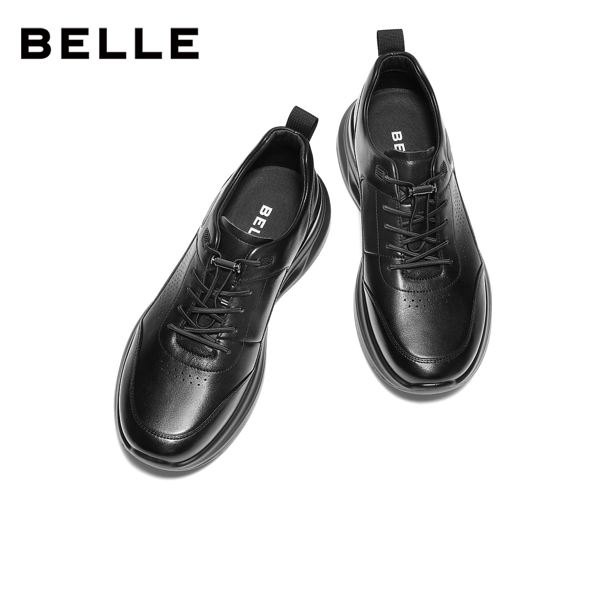 百丽男鞋厚底商务运动鞋男士26春商场款真牛皮休闲健步鞋8YP01AM6 - 图1