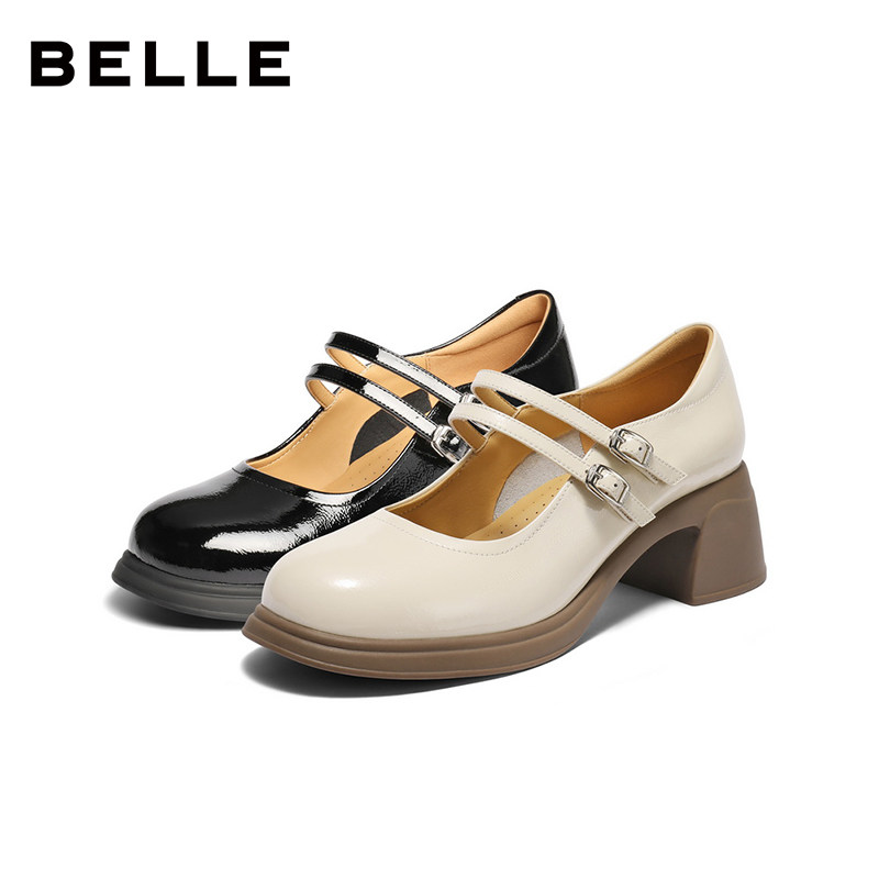 百丽复古厚底玛丽珍鞋女秋季新款真皮浅口单鞋子3A616CQ5,淘宝优惠券,粉丝福利购,淘宝优惠卷
