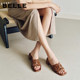Belle women's shoes flat slippers 2026 summer new style horse leather can be worn outside beach slippers B3108BT6 pre-