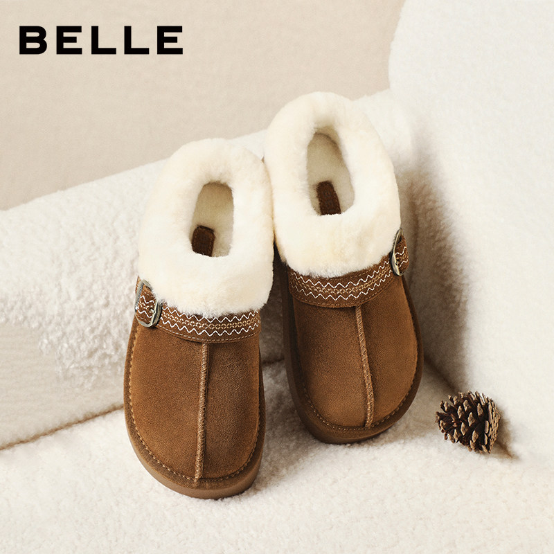 百丽保暖毛毛棉拖鞋女冬季新款雪地靴可外穿勃肯鞋F3D1DDH5,淘宝优惠券,粉丝福利购,淘宝优惠卷