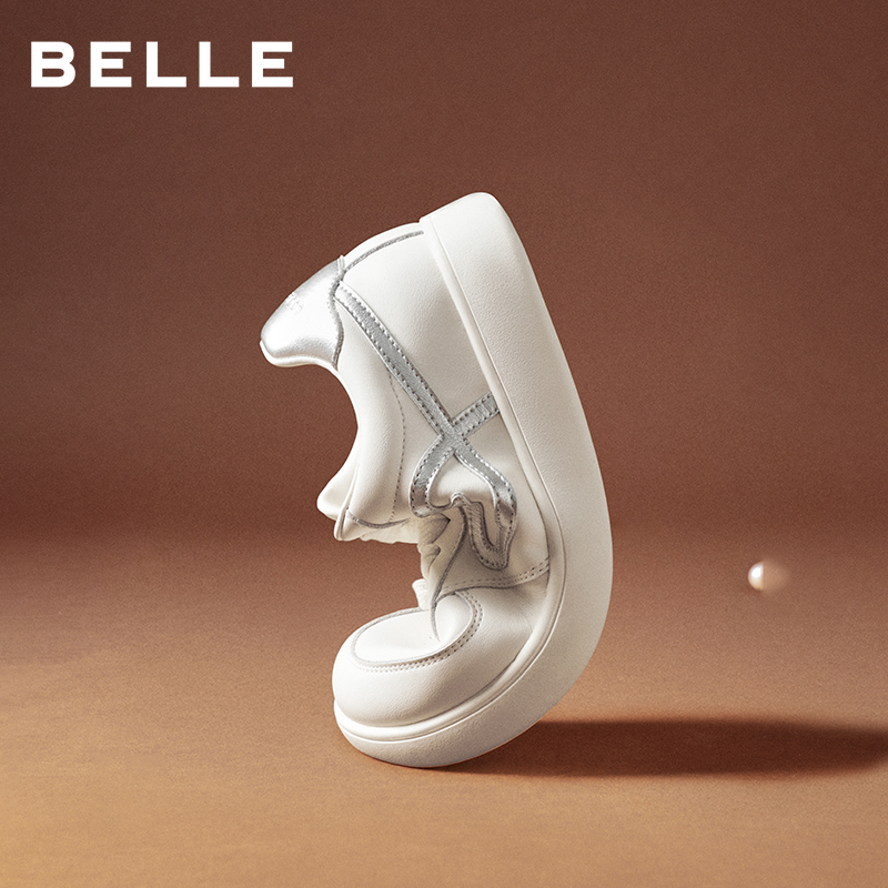 百丽女鞋子简约百搭小白鞋女2026春季新款运动休闲板鞋E9T1DAM6 - 图1