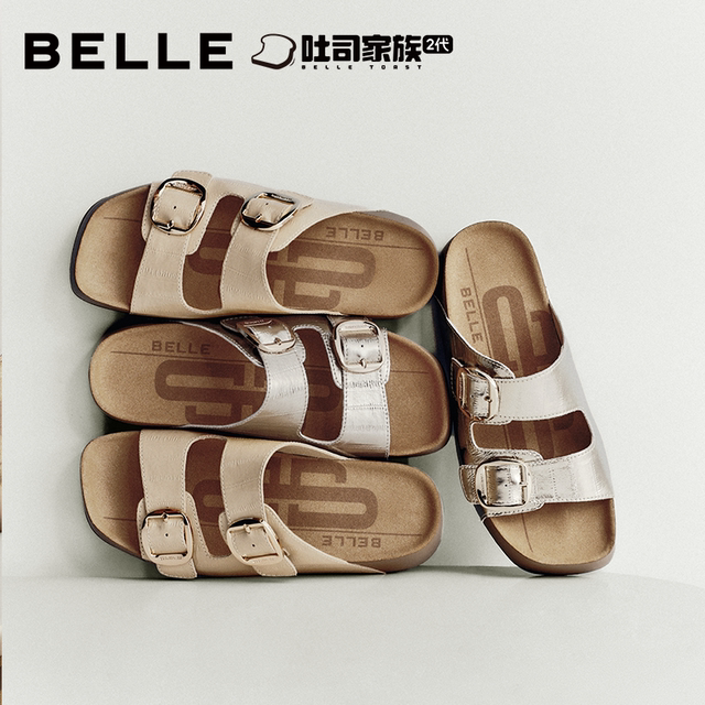 Zhang Jingyi's same Belle women's shoes Shengqiao Toast Shoes 2nd generation thick-soled Birkenstock slippers new cowhide outer slippers pre-order