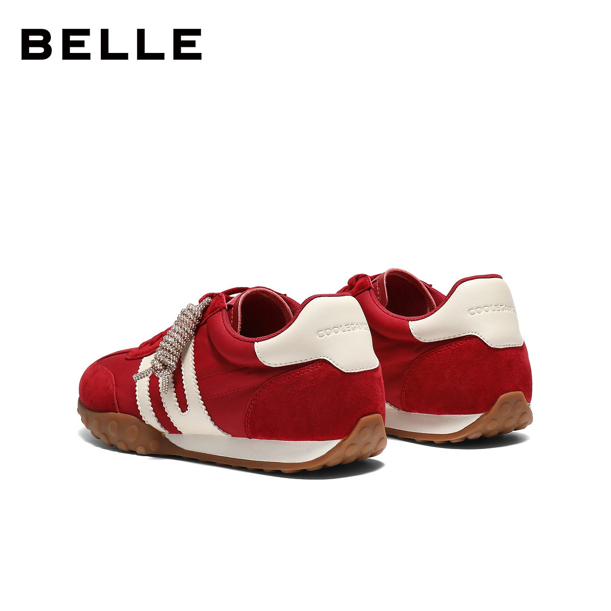 博主同款百丽跑道家族彩虹豆红色新年阿甘德训鞋商场款复古休闲鞋,淘宝优惠券,粉丝福利购,淘宝优惠卷