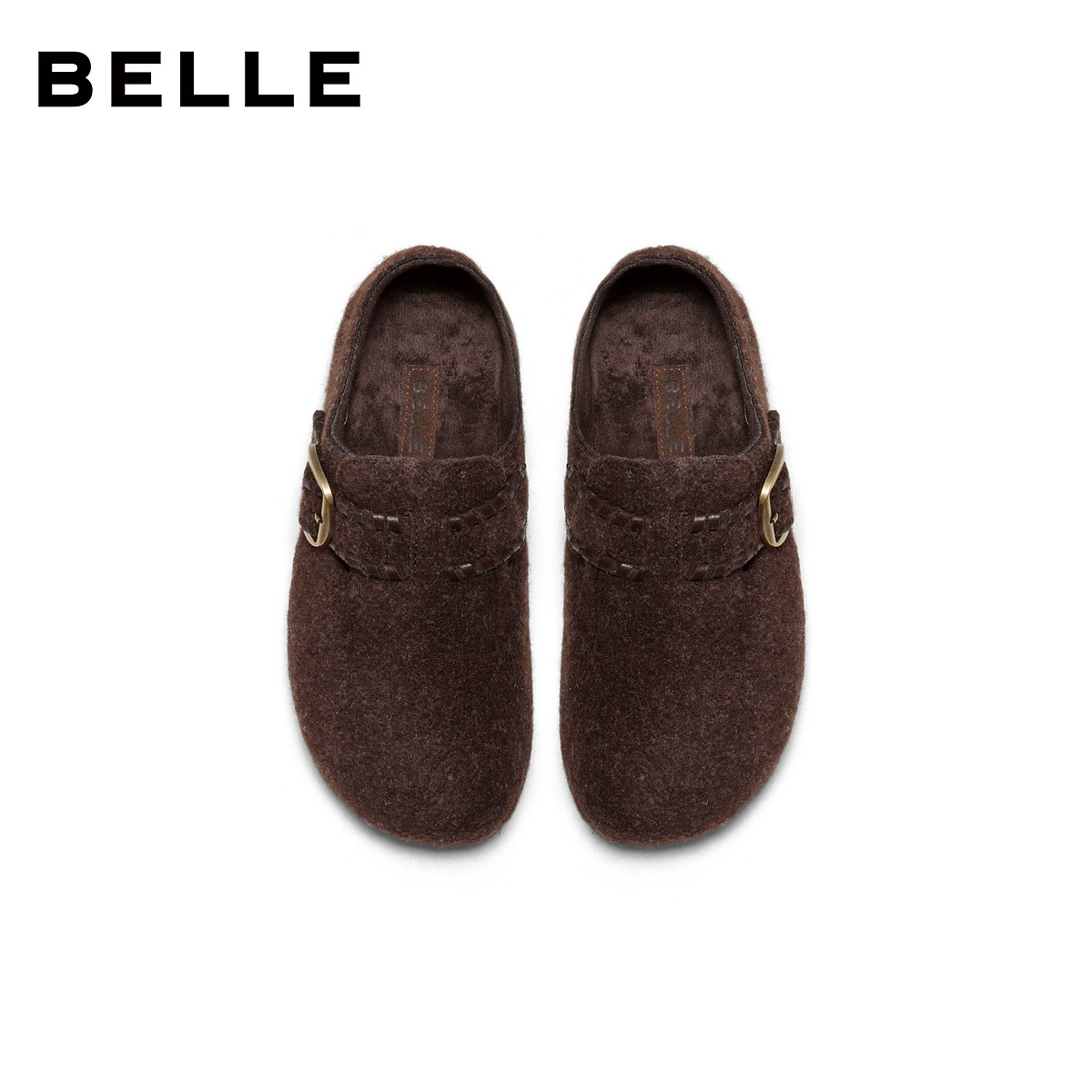 百丽复古厚底全麦吐司勃肯鞋女冬季毛毛加绒棉鞋雪地靴E1H2DDM5,淘宝优惠券,粉丝福利购,淘宝优惠卷