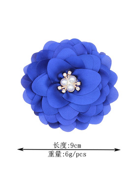 新款手工牡丹花 珍珠水钻缎面布艺花朵DIY服装鞋帽配饰品