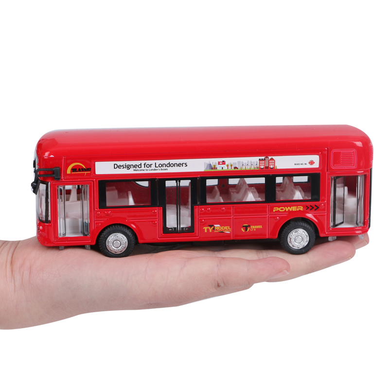 合金巴士模型 复古双层伦敦大巴 回力公交车声光玩具 客运车 铁车 - 图2