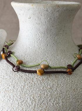 FHSTUDIO无鱼原创设计925银手工编织石头复古彩色项链饰品