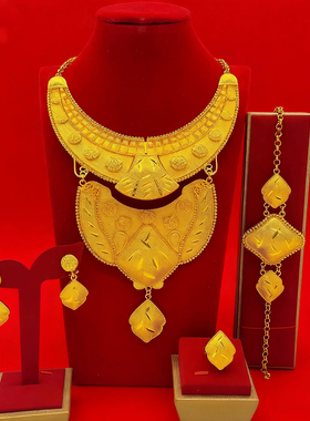 欧美红色水晶宝石夸张婚礼项链