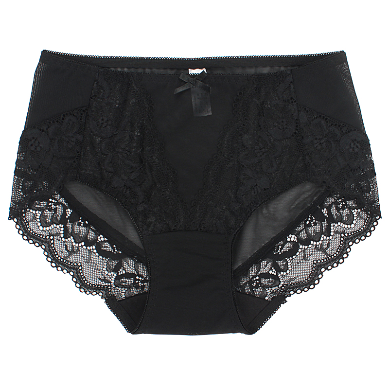蕾丝内裤女性感透明中高腰无痕大码胖mm200斤网纱薄款透气纯棉裆 - 图3