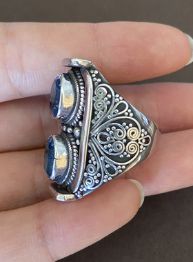 搜十男女托帕石复古戒指