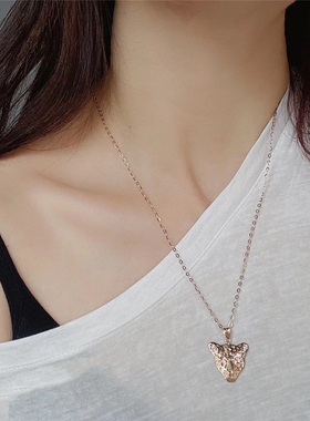 女14K黄金闪亮豹头吊坠