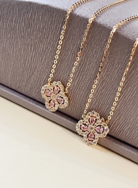 纯14K黄金四叶草项链女