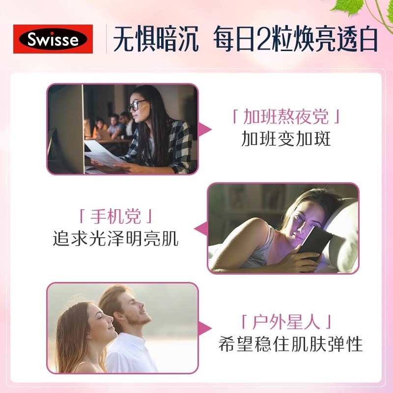 保税仓 澳洲Swisse葡萄籽烟酰胺300粒胶原蛋白透亮小灯泡口服女性 - 图2