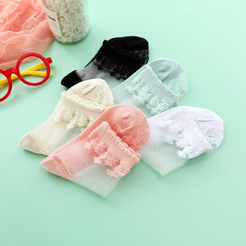 ຖົງຕີນເດັກນ້ອຍ summer thin crystal silk ice silk pure cotton ultra-thin baby middle and large children short-tube glass silk silk socks