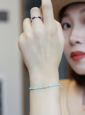 天然青金石绿松石手链极细精致