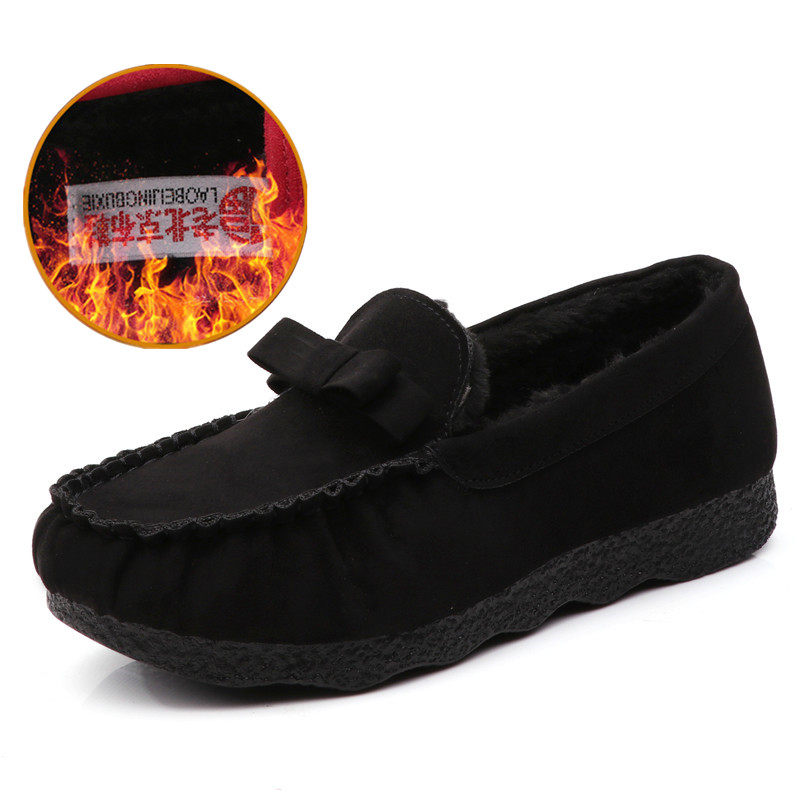 秋冬季老北京布鞋女豆豆鞋加绒棉鞋韩版蝴蝶结平底一脚蹬工作女鞋,淘宝优惠券,粉丝福利购,淘宝优惠卷