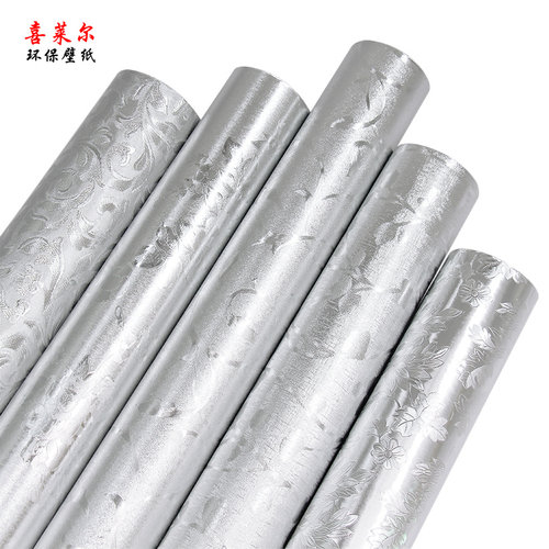 厨房防油贴纸耐高温装饰墙贴防水防潮墙纸自粘橱柜台面防霉锡箔纸 - 图3