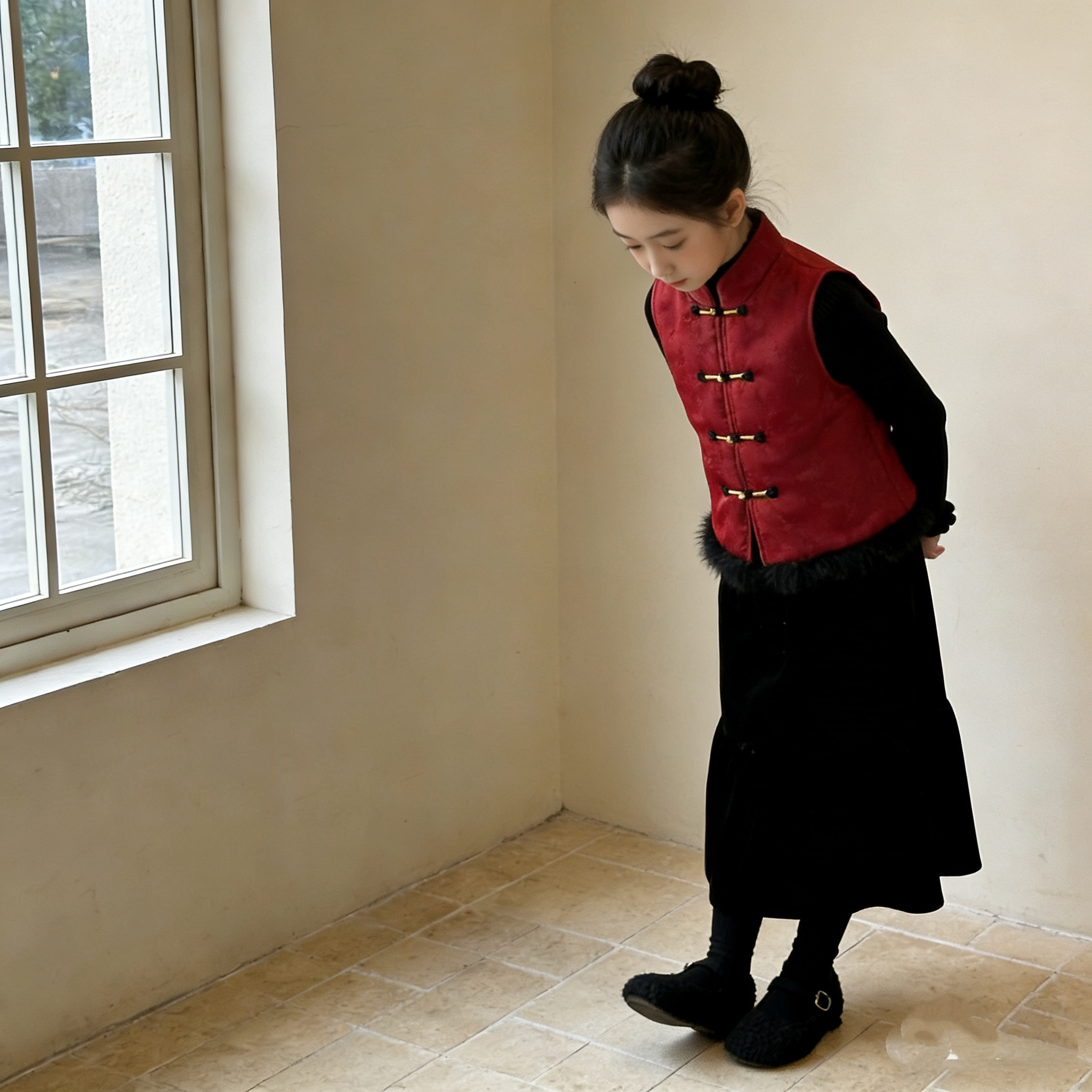 女童丝绒半身裙2025秋冬新款中大童洋气时尚儿童百搭中长款裙子。,淘宝优惠券,粉丝福利购,淘宝优惠卷