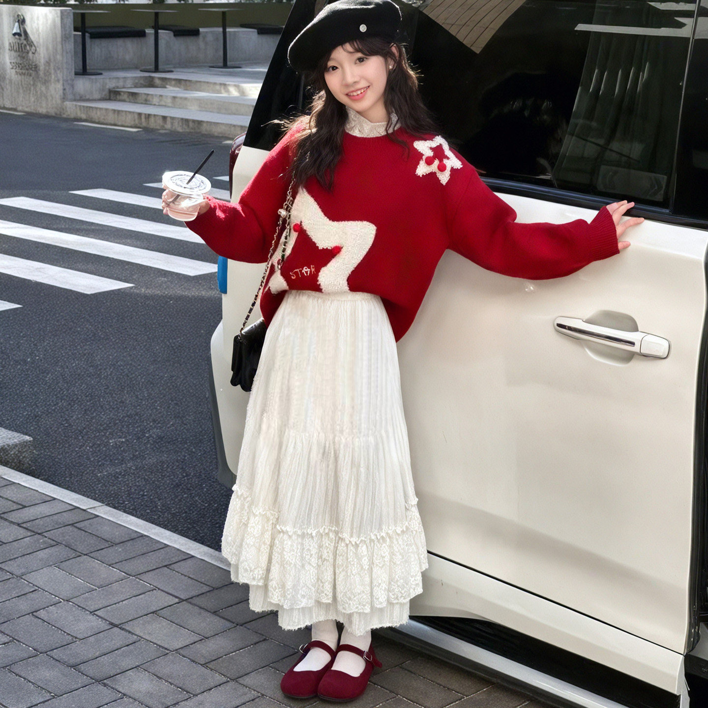 女童甜美花边半身裙2025秋冬装新款百搭中长款蕾丝裙女大儿童裙子,淘宝优惠券,粉丝福利购,淘宝优惠卷