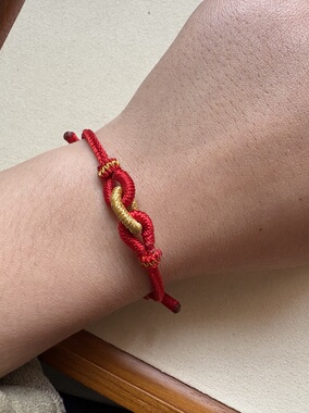 琳儿手工编织手绳本命年红绳平安扣编绳情侣款手链红色