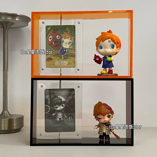 泡泡玛特盲盒手办亚克力展示架身份牌展示可旋转磁吸亚克力收纳架 - 图2