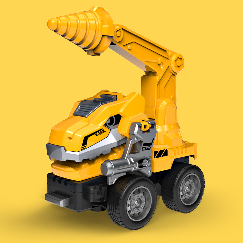 创意惯性碰撞恐龙工程车变身机器人变形挖掘机吊车儿童玩具礼物 - 图0