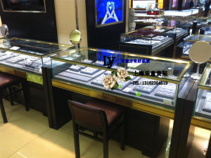 现货黄金珠宝玉器古玩饰品展示柜台木质烤漆精品柜不锈钢包边通灵