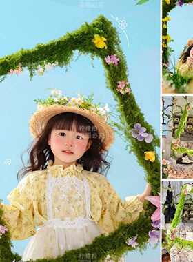 春天花艺苔藓画框 网红森系复古装饰婚礼拍照打卡道具布景美陈列