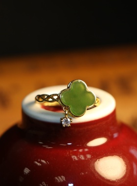 碧玉戒指女款925银镶嵌