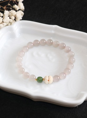 天然藕粉和田玉手链女款单圈