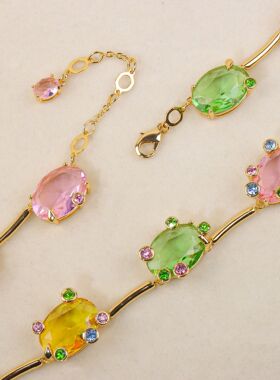 【新品】秋季系列魔法花园水晶花朵多彩花卉耳坠项链时尚百搭套装