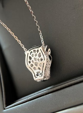 s925纯银 绿眼睛豹子项链立体高级感满钻镶嵌黑色斑点滴油