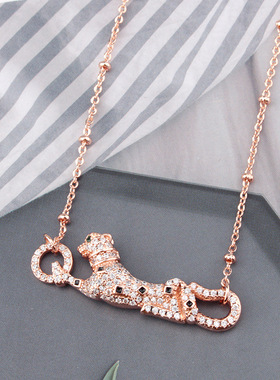 欧美个性时尚豹子手链小奢滴胶豹纹女式项链小清新首饰套装