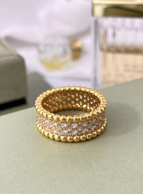 欧美个性珠边宽窄面微镶钻万花筒满天星锆石情侣戒指环潮