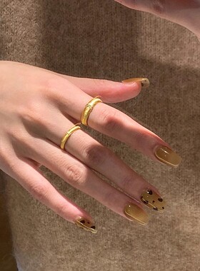 s925纯银意大利拉丝缎面闪钻戒指女中古千金富贵风高级感磨砂指环