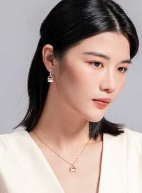 S925银幸运包包项链三件套送女友