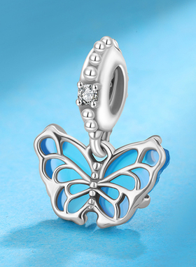 蝴蝶吊坠S925纯银项坠礼物送女友