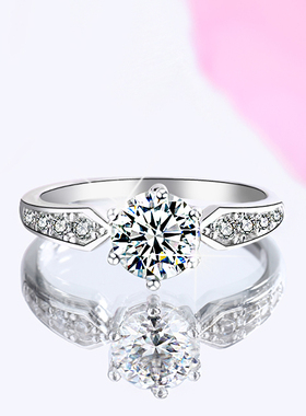 D色莫桑石纯银戒指轻奢ins小众女