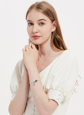 奶嘴小熊吊坠纯银手链散珠饰品女