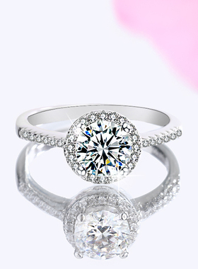 正品D色莫桑石1克拉时尚情侣对戒