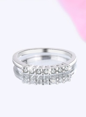 正品女莫桑钻戒指S925银时尚个性