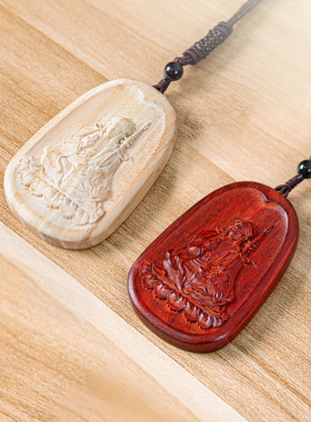 莲花生大士吊坠木质佛像唐卡项链